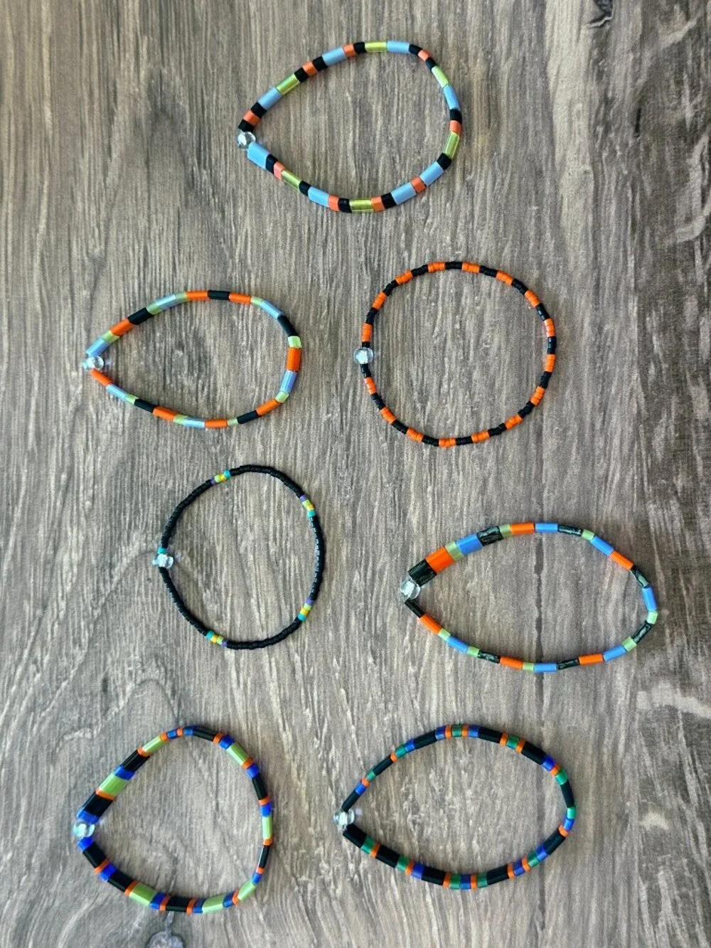 NEW Set of SEVEN (7) Handmade Stretch Bracelets Halloween
